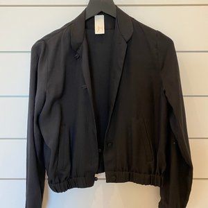 Julie Harrah black silk bomber jacket